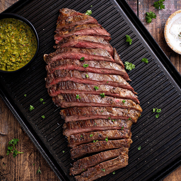 Garlic-Lime Marinated Wagyu Flank Steak with Grilled Corn Salad